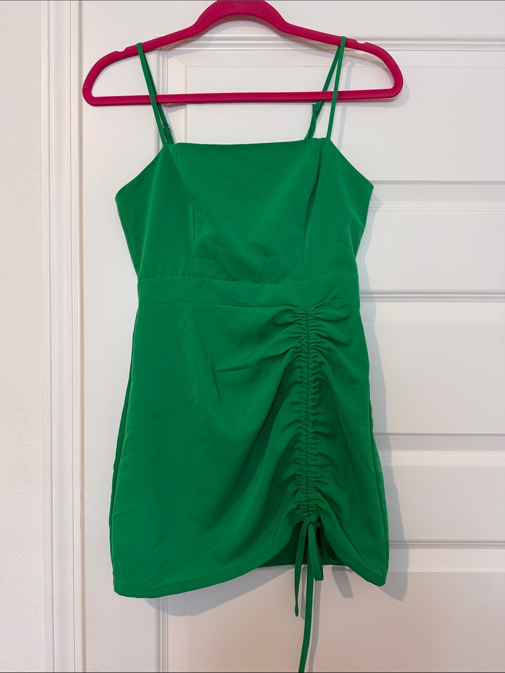 superdown Green Ruched Mini Dress